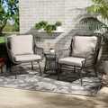 Baxton Studio Dermot Modern & Contemporary Beige Fabric and Grey Synthetic Rattan Upholstered 3-Piece Patio Set 202-12307